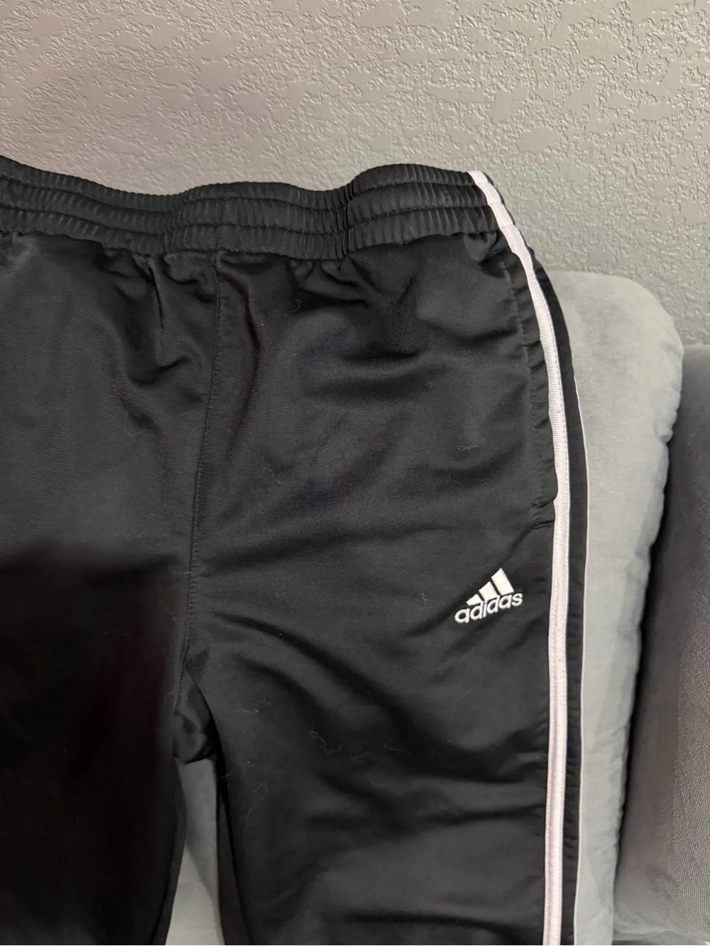 adidas Black Sweatpants with Light Pink Side Stripes